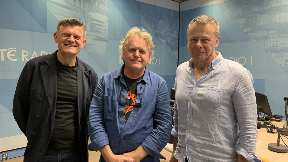 ‘The Days of Trees’ producer Tomás Hardiman and director Alan Gilsenan pictured in the studio with Brendan O’Connor for their RTÉ Radio 1 interview about the film.